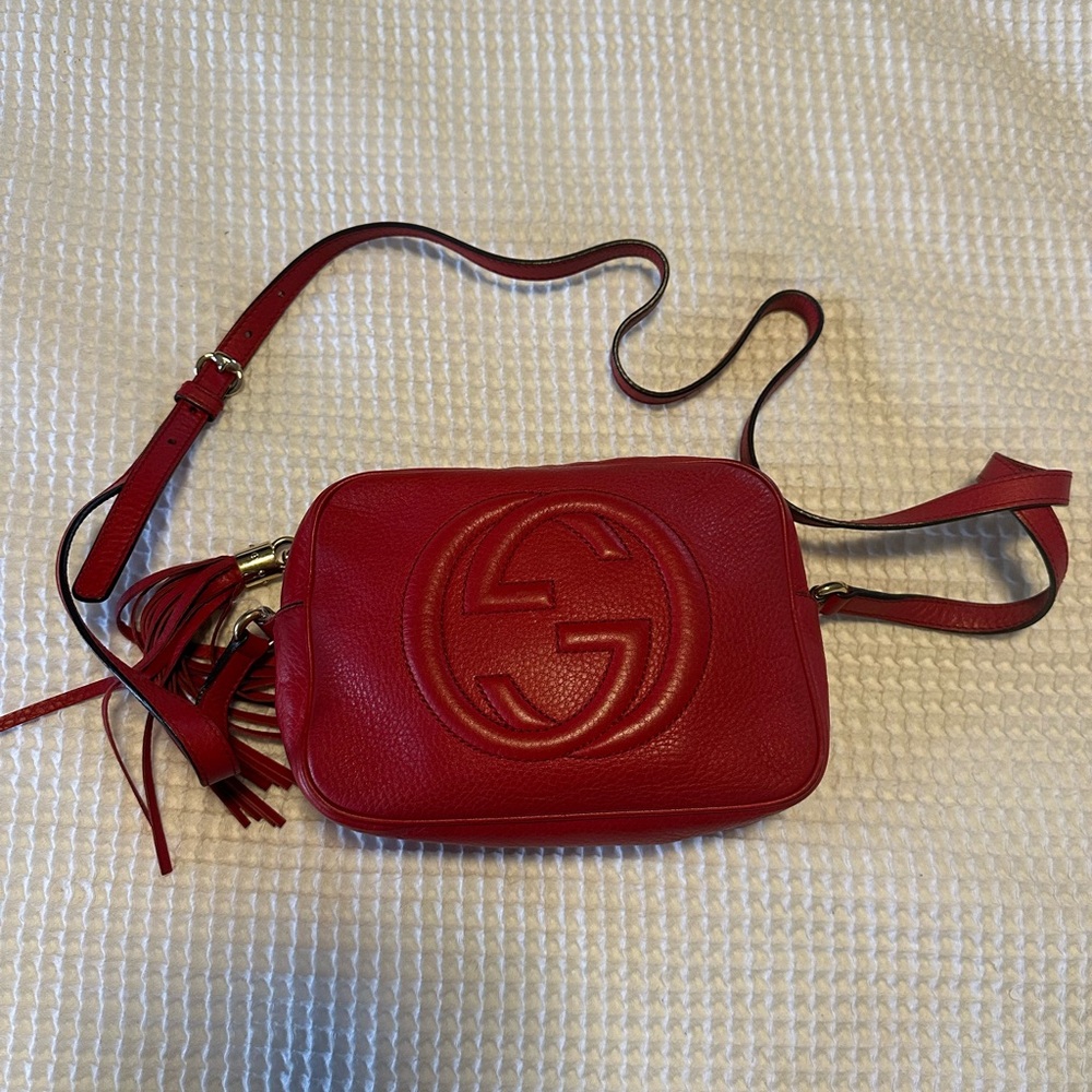 Gucci Disco Red Pebble Crossbody